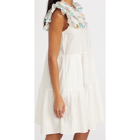 Sea New York Linen Patchwork Quilt Ruffle Shift Dress Size Large Cottagecore - Picture 3 of 11